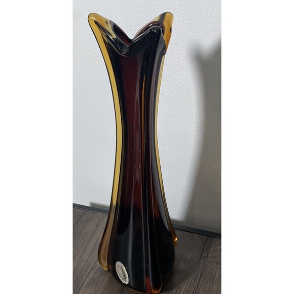 Vintage Swung J. I Co Murano Dark Amber Amberuia Art Glass...